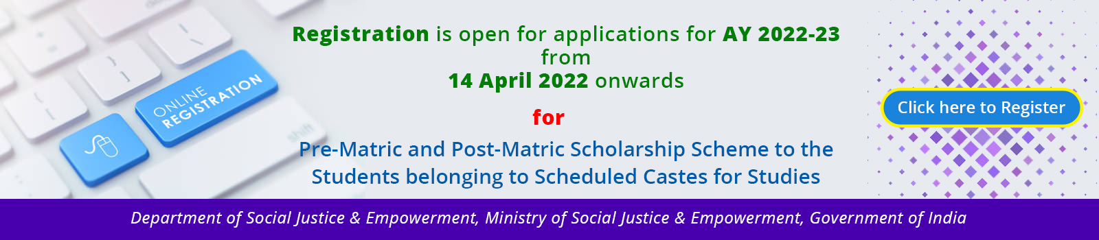 Pre-Matric and Post-Matric scholarship scheme for SC students